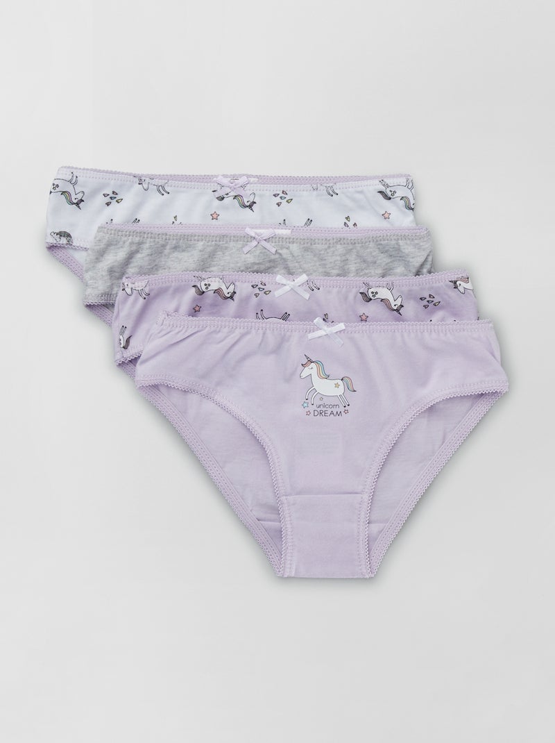 Braguitas de punto con lazo de fantasía  - Pack de 4 PURPURA - Kiabi