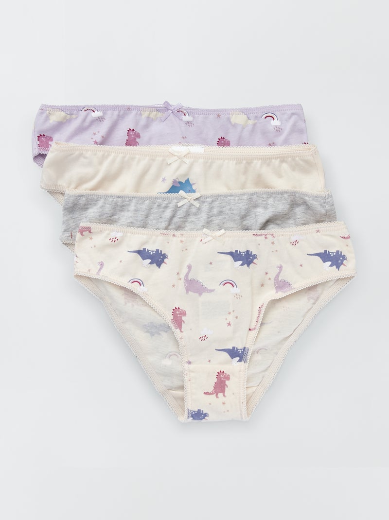 Braguitas de punto con lazo de fantasía  - Pack de 4 ROSA - Kiabi