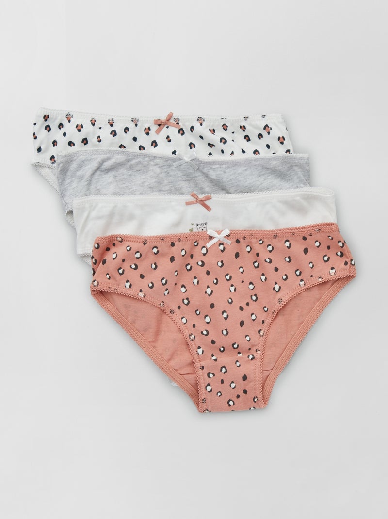 Braguitas de punto con lazo de fantasía  - Pack de 4 ROSA - Kiabi