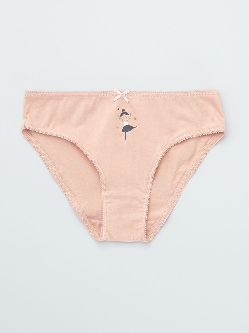 Braguitas de punto con lazo de fantasía  - Pack de 4 ROSA - Kiabi