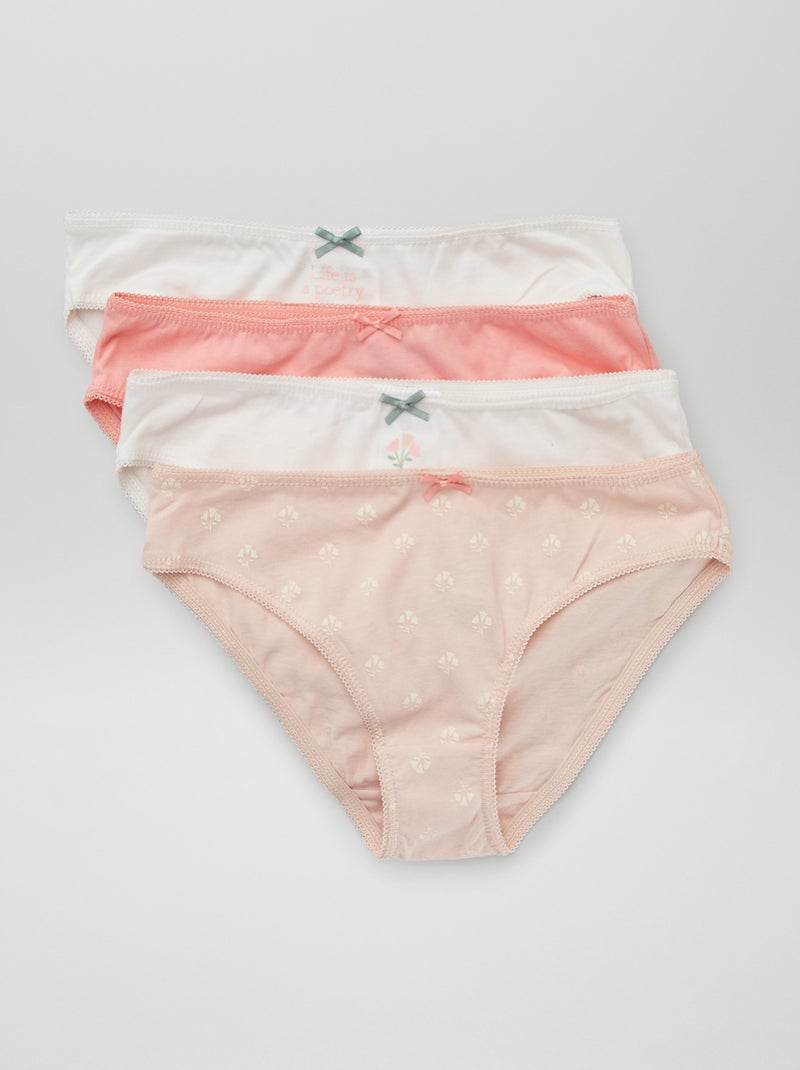 Braguitas de punto con lazo de fantasía  - Pack de 4 ROSA - Kiabi