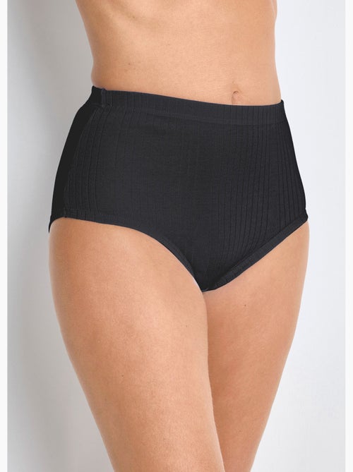 Braguitas de punto interlock acanaladas de cintura alta (paquete de 3) - afibel - Kiabi Braguitas de punto interlock acanaladas de cintura alta (paquete de 3) - afibel - Kiabi