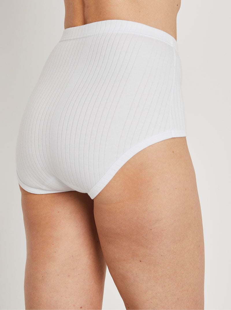 Braguitas de talle alto de canalé - Paquete de 2 Blanco - Kiabi