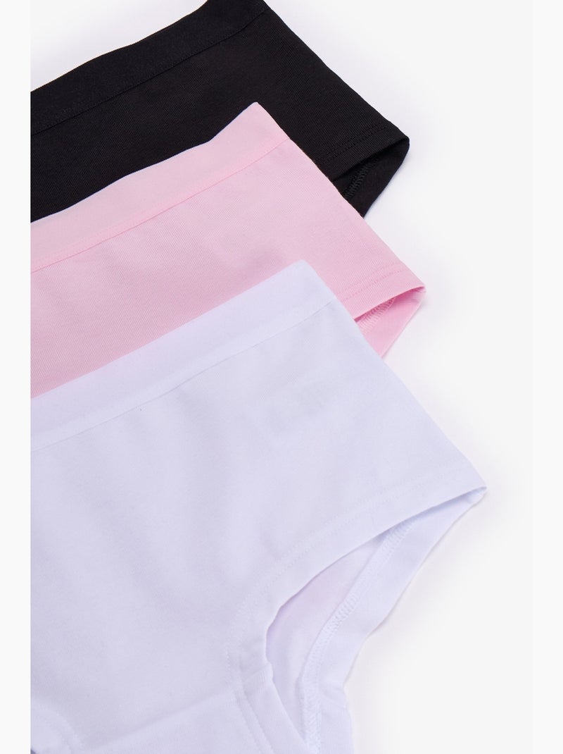 Braguitas hipster básicas, pack de 3 penti Negro Rosa Blanco - Kiabi