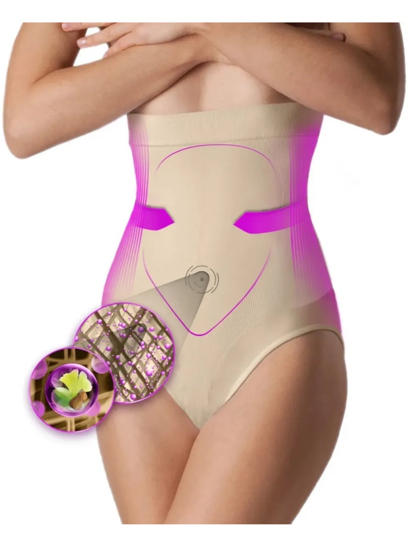 Braguitas moldeadoras de talle alto con efecto adelgazante Beige - Kiabi