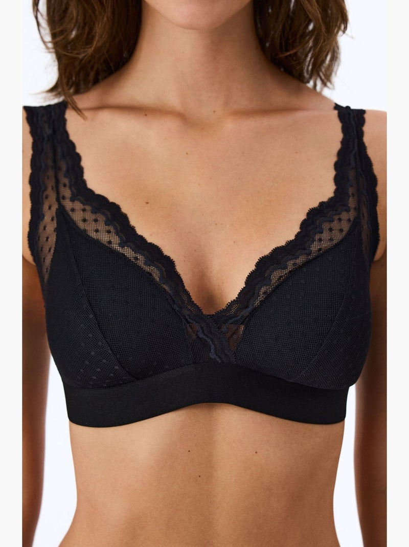 Bralet triangular de mujer acolchado penti Negro - Kiabi