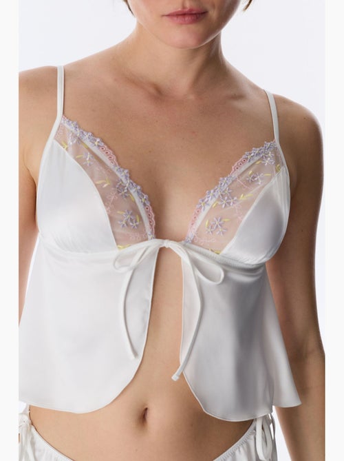 Bralette de satén broderie roto penti - Kiabi