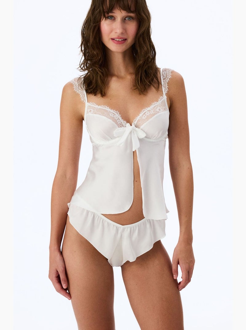 Bralette floral con aro efecto desgastado penti Blanco - Kiabi