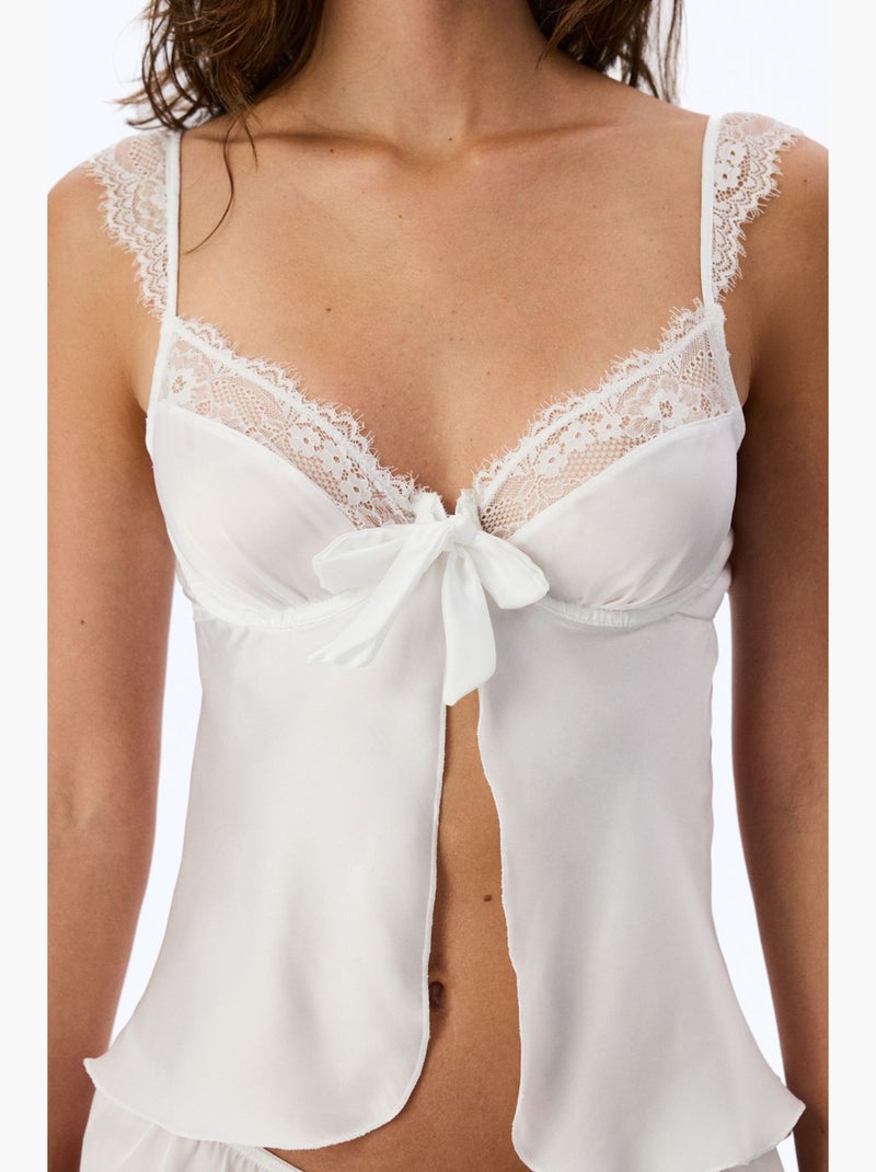 Bralette floral con aro efecto desgastado penti Blanco - Kiabi