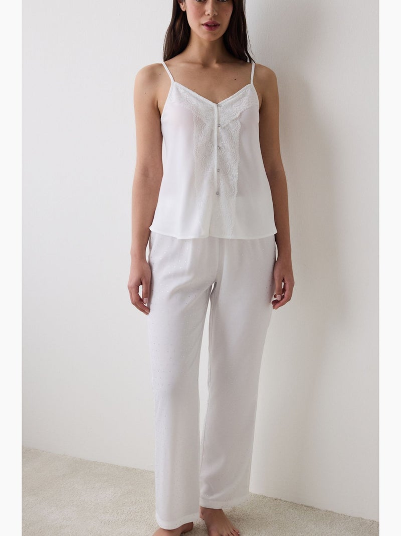 Bridal delicate pantalón de pijama de satén penti Blanco - Kiabi