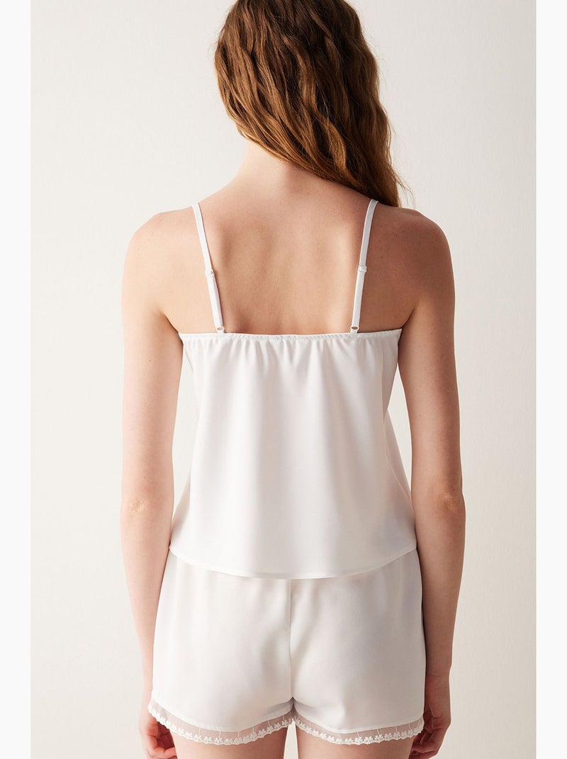 Bridal lacy short de pijama de encaje penti Blanco - Kiabi