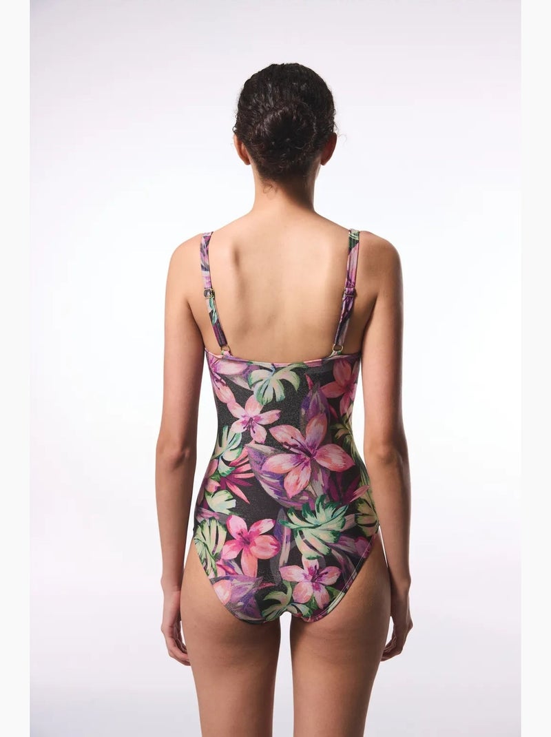 Briella fruncido floral con corsé moldeador traje de baño penti Rosa fluo - Kiabi