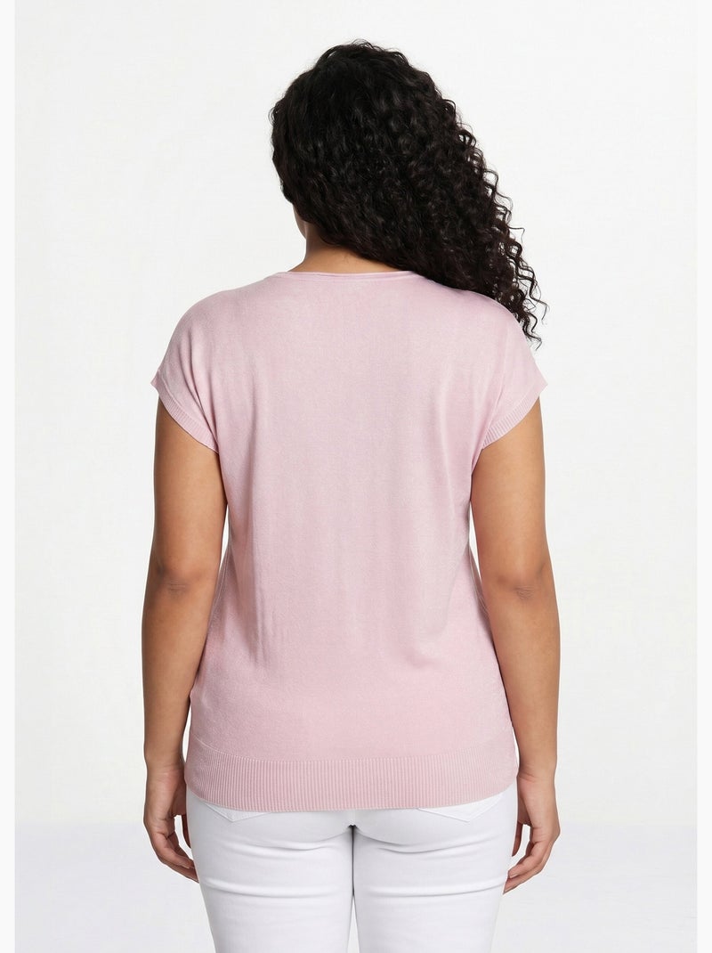 Brillante jersey de punto con mangas kimono - Afibel Rosa - Kiabi