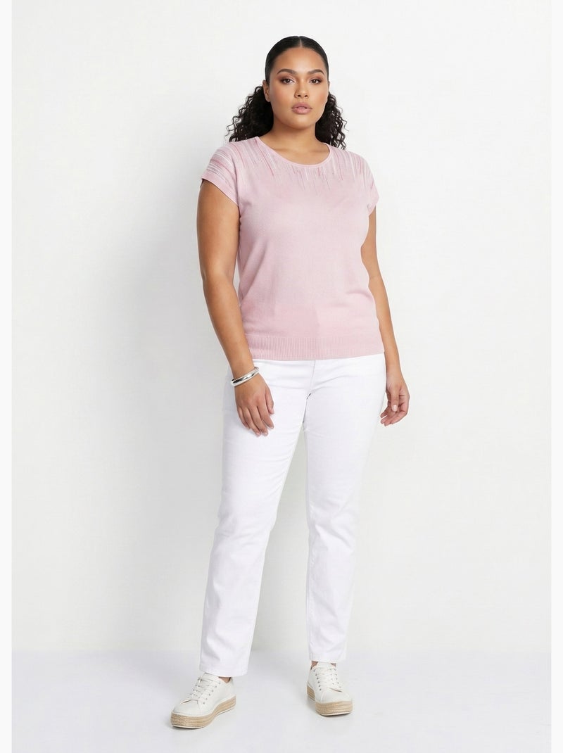 Brillante jersey de punto con mangas kimono - Afibel Rosa - Kiabi