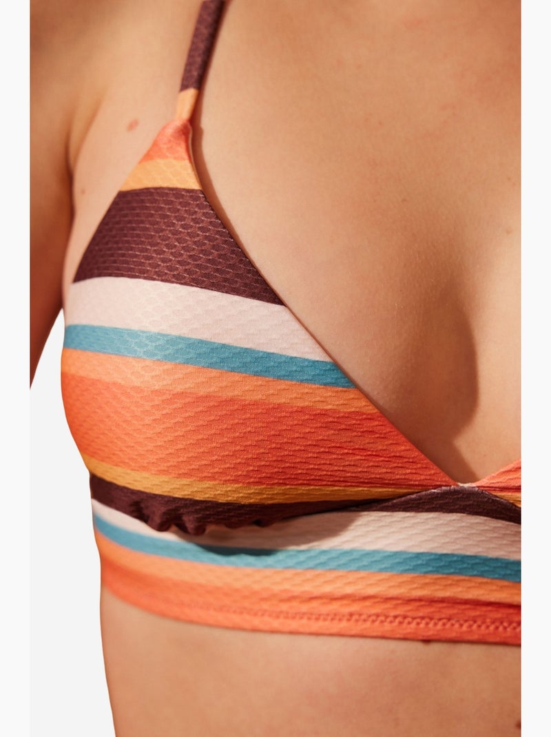 Brisa bralette de bikini a rayas penti Blanco Naranja - Kiabi