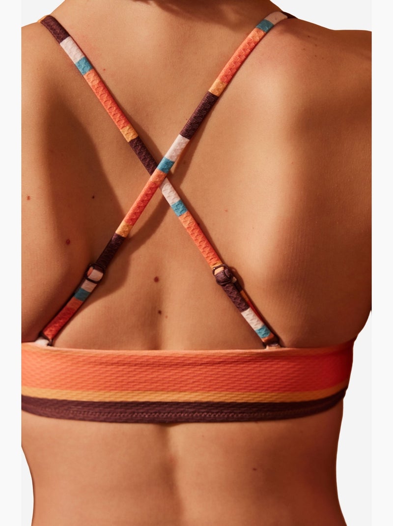 Brisa bralette de bikini a rayas penti Blanco Naranja - Kiabi