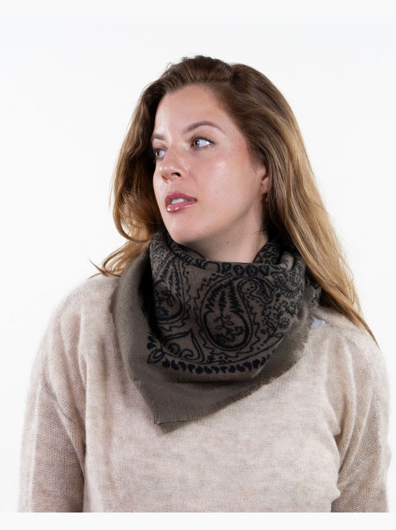 Bufanda acrílico ultra suave, cálido y muy cómodo, 90 x 90 cm mujer isotoner Caqui - Kiabi
