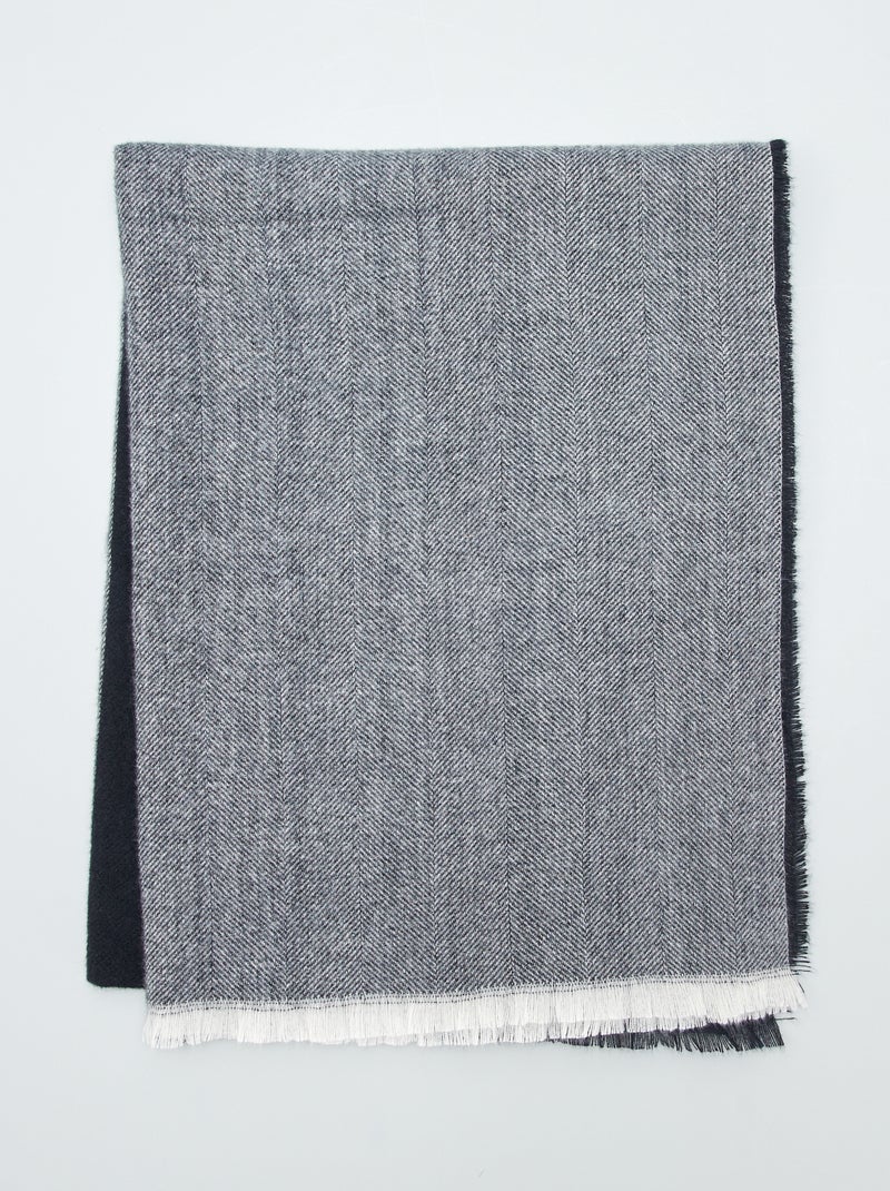 Bufanda bicolor con detalles de flecos GRIS - Kiabi