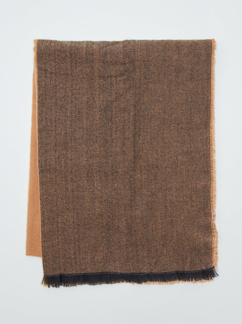 Bufanda bicolor con detalles de flecos MARRON - Kiabi