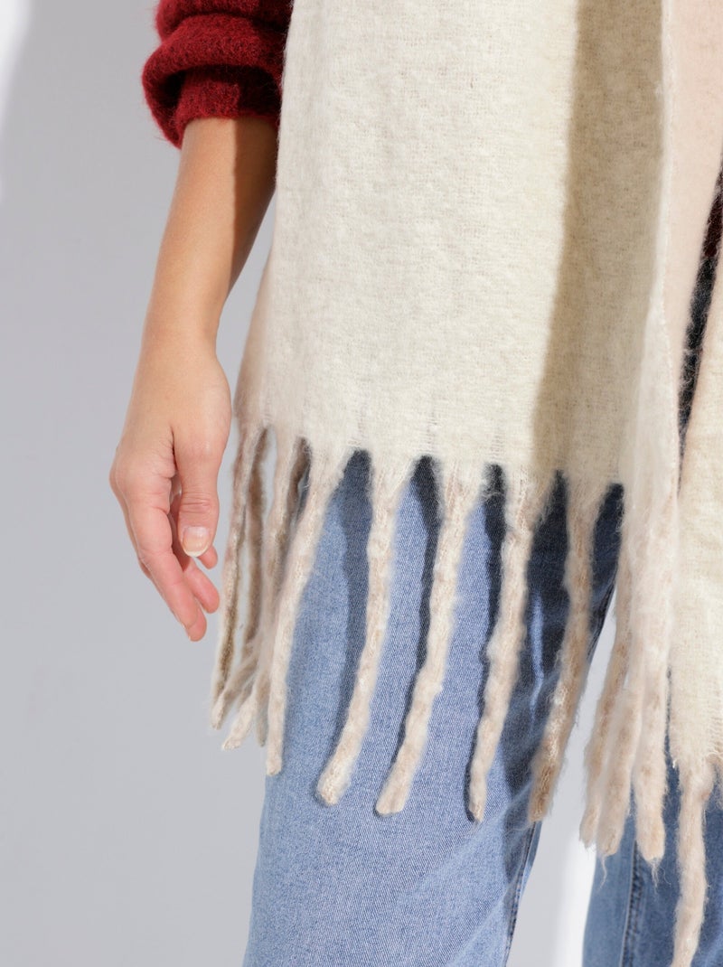 Bufanda bicolor con flecos grandes - AFIBEL Beige - Kiabi