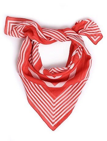 Bufanda de algodón bicolor con estampado geométrico - Afibel