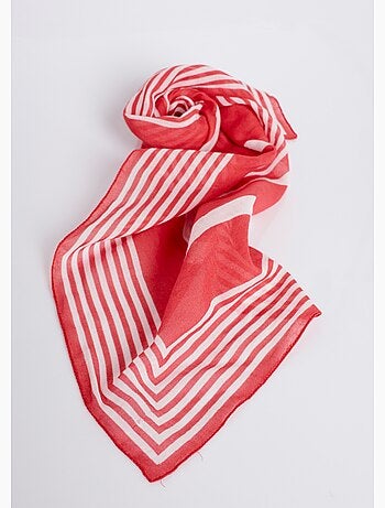 Bufanda de algodón bicolor con estampado geométrico - Afibel