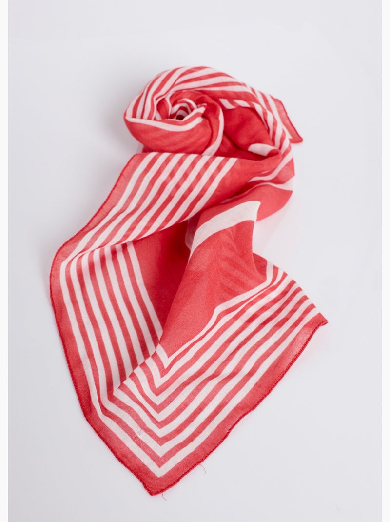 Bufanda de algodón bicolor con estampado geométrico - Afibel Rojo - Kiabi