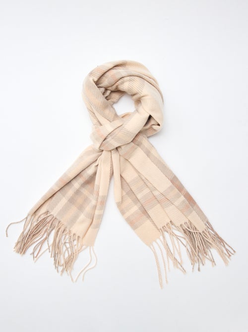 Bufanda de cuadros con flecos - Kiabi