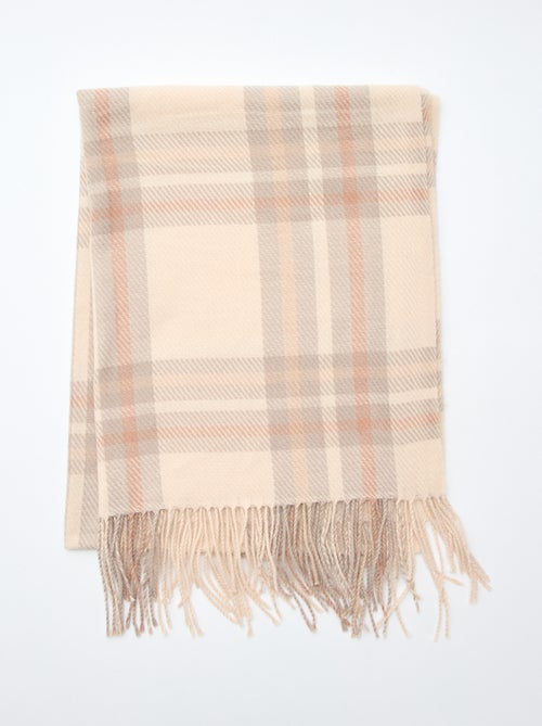 Bufanda de cuadros con flecos - Kiabi