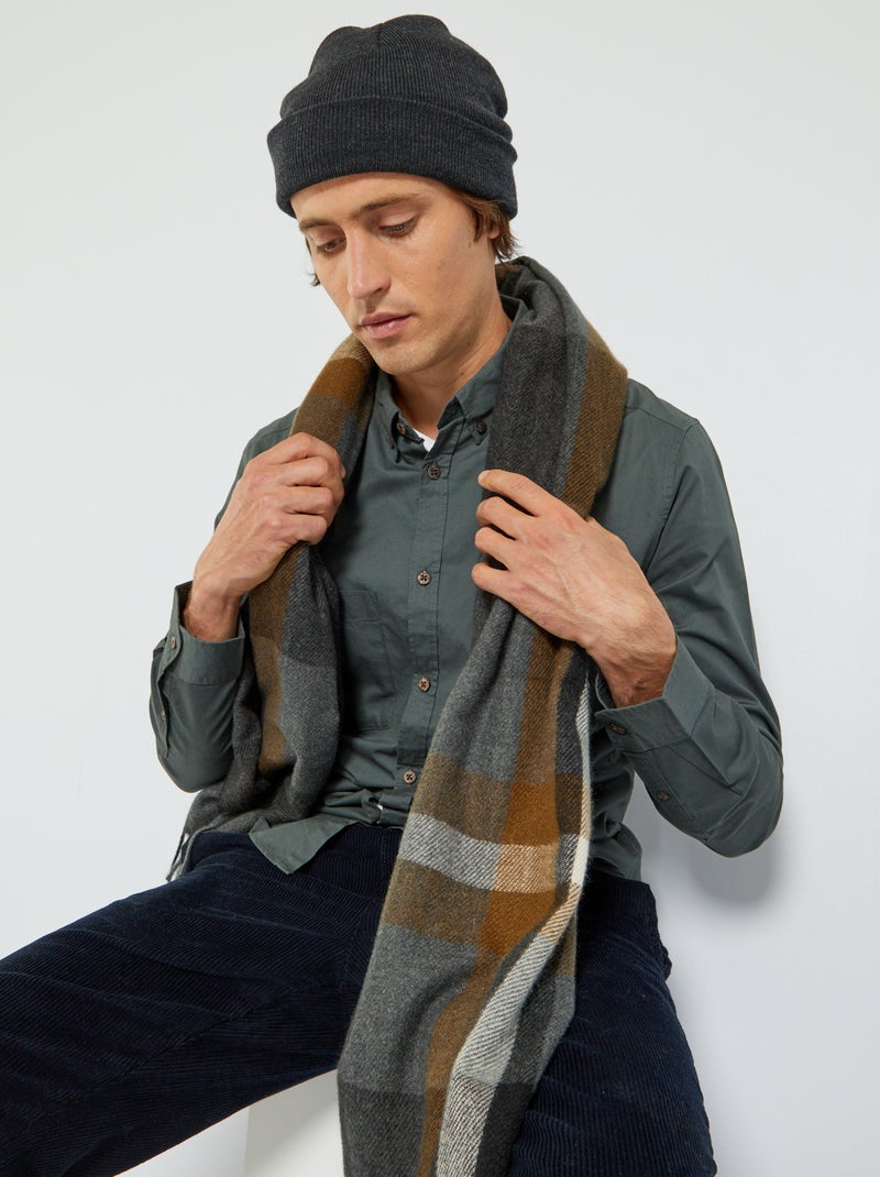 Bufanda de cuadros + gorro - 2 piezas GRIS - Kiabi