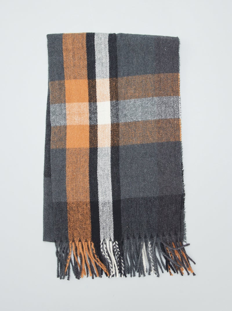 Bufanda de cuadros urdimbre y trama cuadros beige - Kiabi