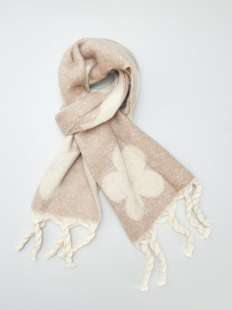 Bufanda de flores de punto suave BEIGE - Kiabi