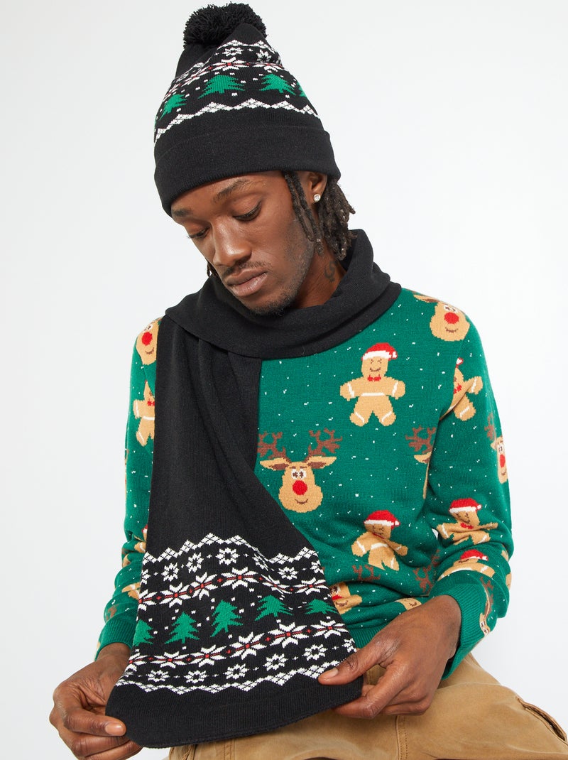 Bufanda de Navidad de punto NEGRO - Kiabi