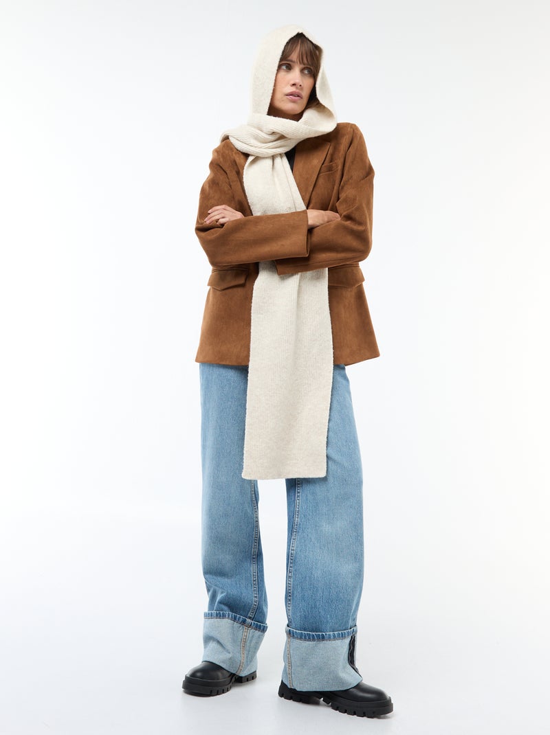 Bufanda de punto con capucha integrada Beige - Kiabi