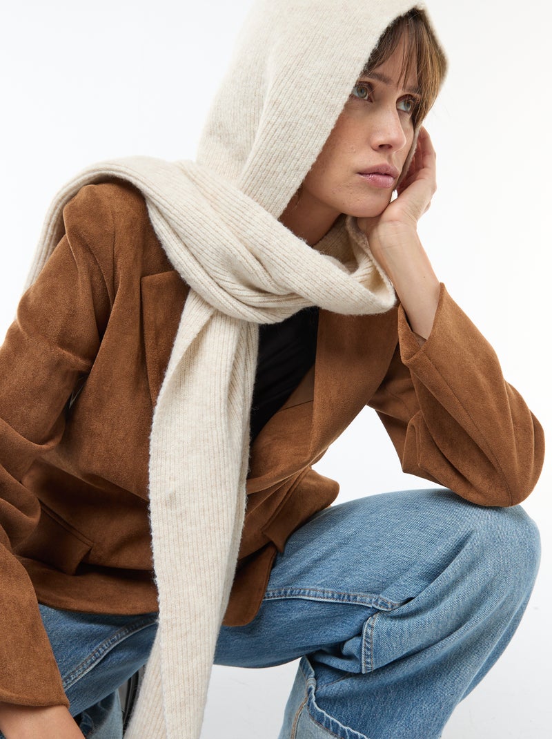 Bufanda de punto con capucha integrada Beige - Kiabi