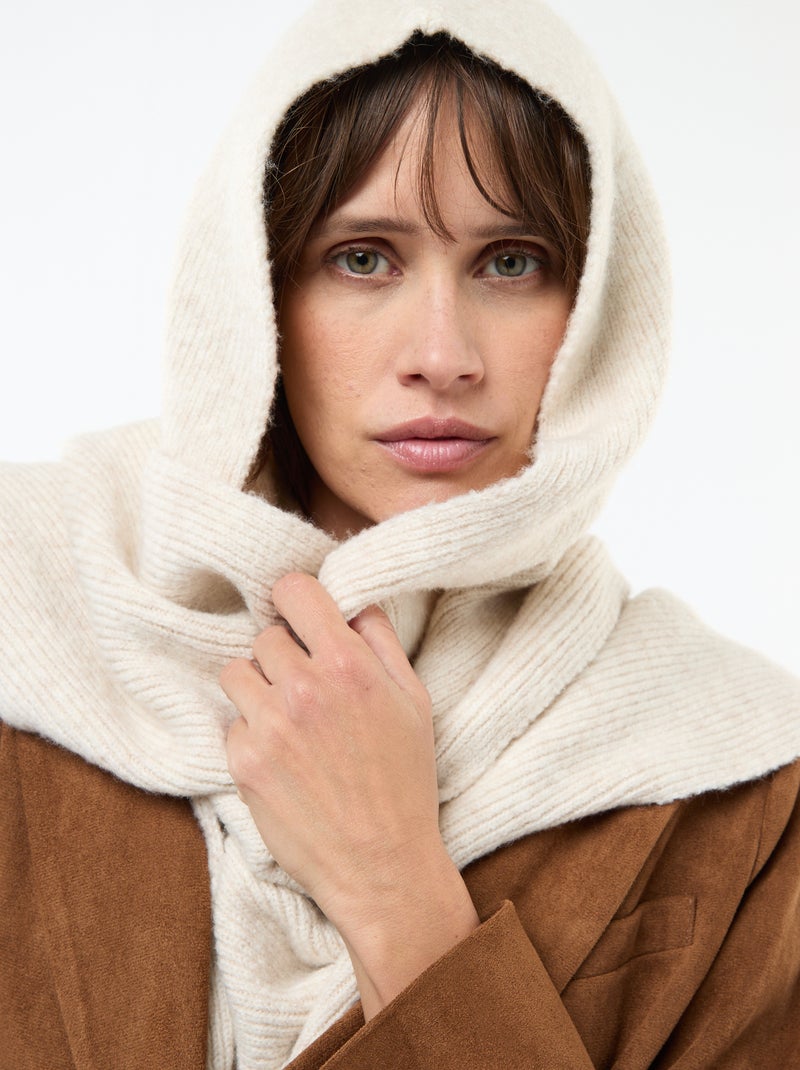 Bufanda de punto con capucha integrada Beige - Kiabi