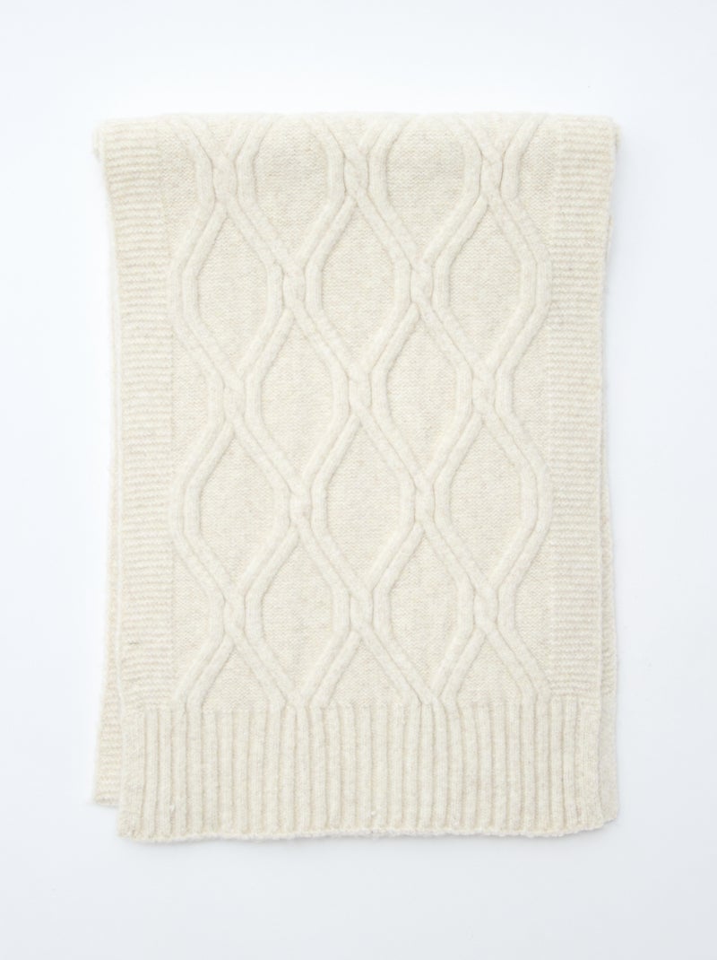 Bufanda de punto de malla cálida trenzada Beige - Kiabi