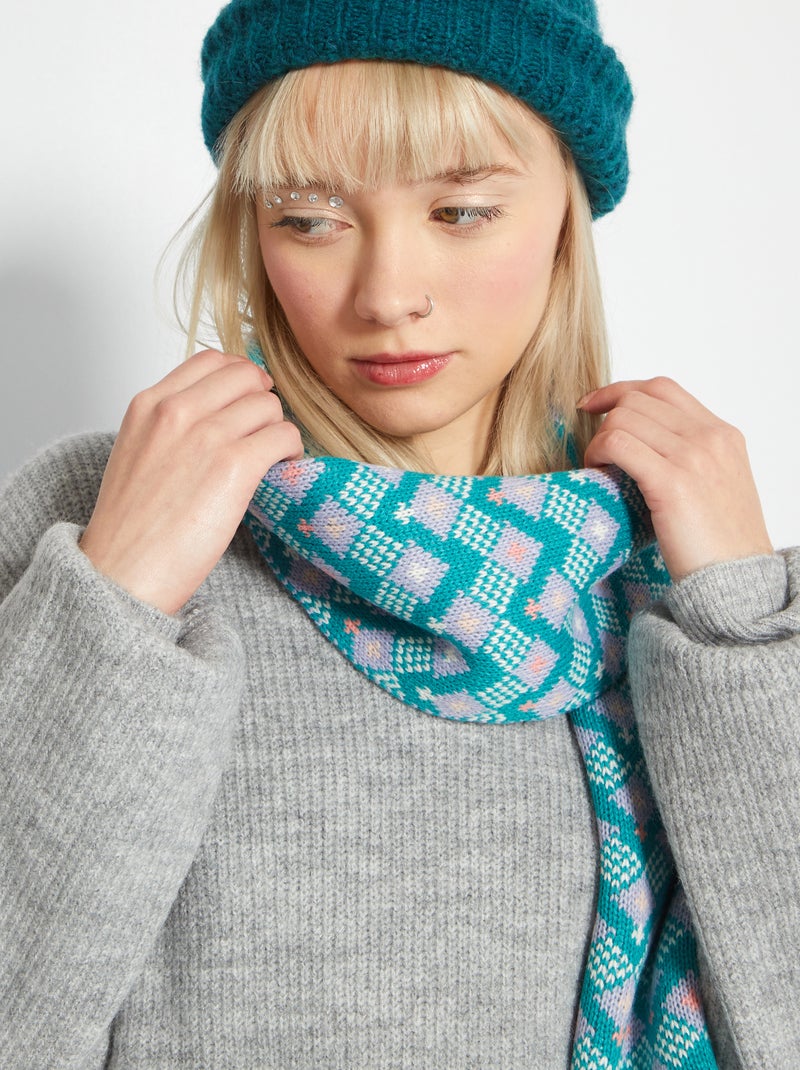 Bufanda de punto jacquard Azul - Kiabi