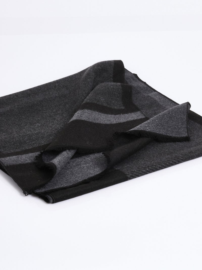Bufanda estampada bicolor con pequeños flecos - AFIBEL Negro - Kiabi