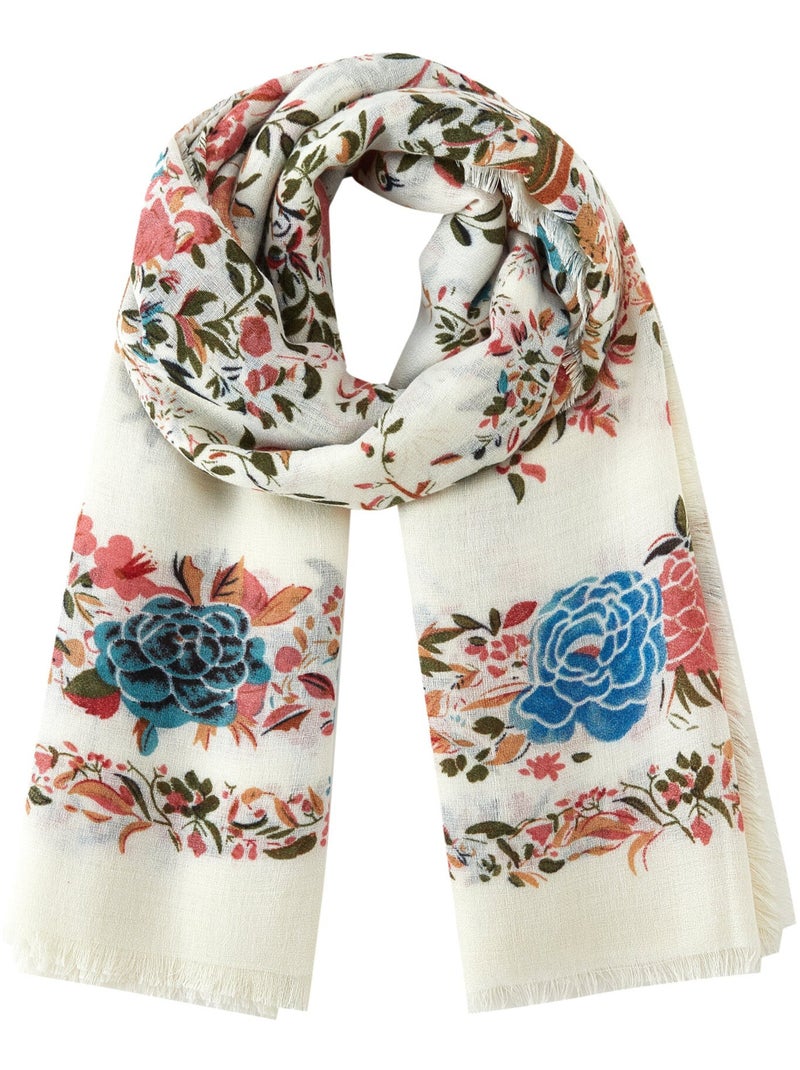Bufanda Flowers Blanco - Kiabi