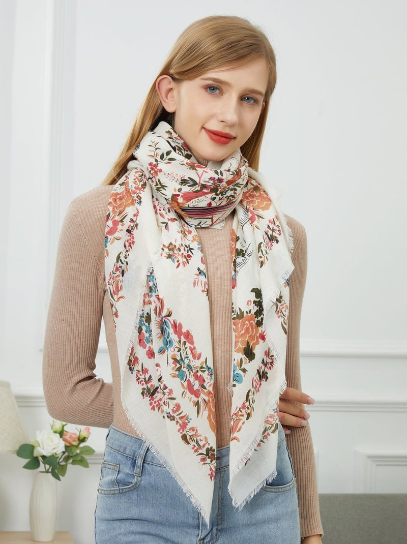 Bufanda Flowers Blanco - Kiabi