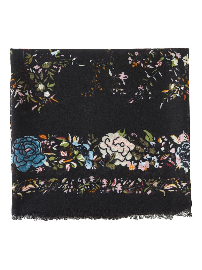 Bufanda Flowers Negro - Kiabi