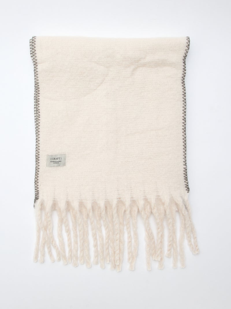 Bufanda grande suave con flecos Beige - Kiabi
