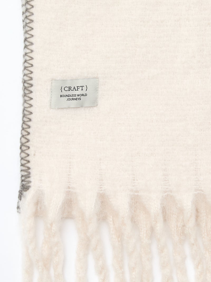 Bufanda grande suave con flecos Beige - Kiabi