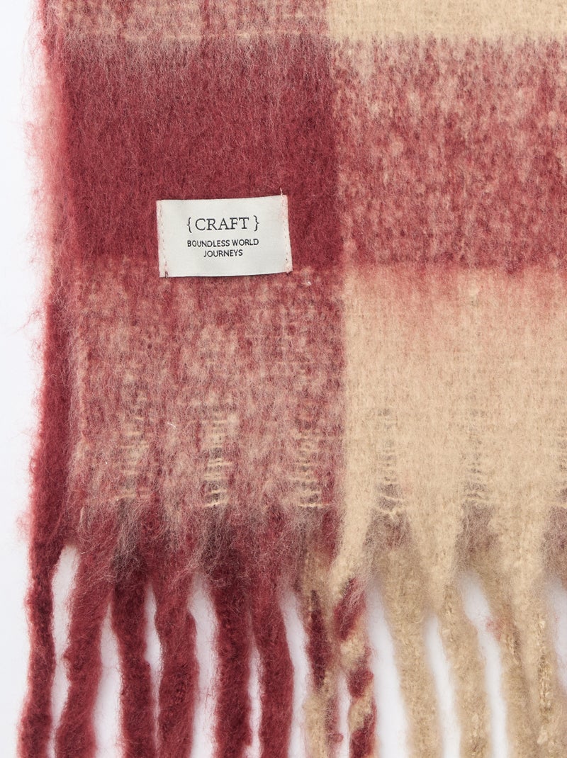 Bufanda grande suave con flecos Rojo - Kiabi