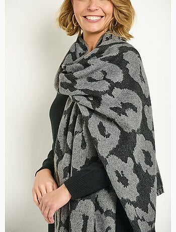 Bufanda grande y cálida con un elegante estampado de leopardo. - AFIBEL