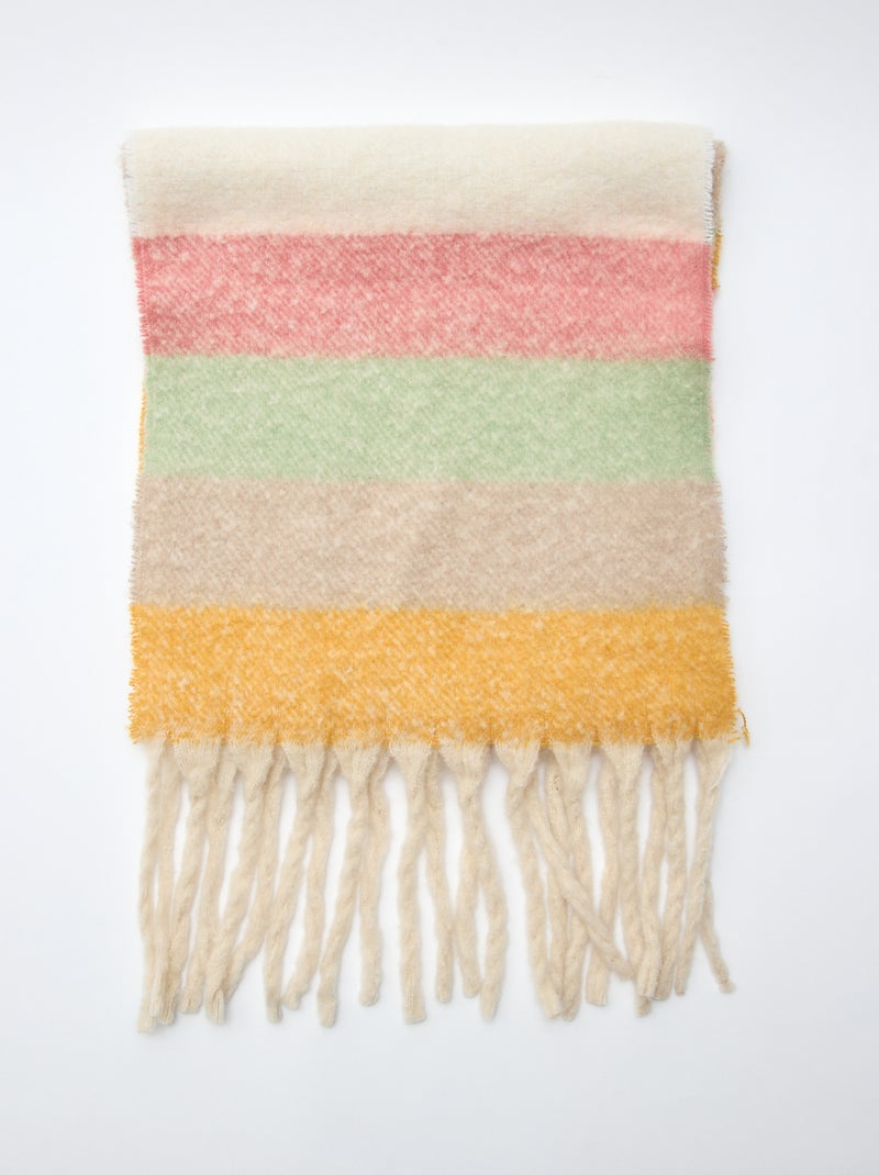 Bufanda gruesa con flecos Beige - Kiabi