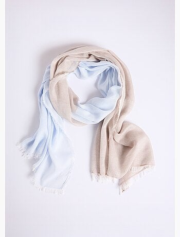 Bufanda o estola bicolor iridiscente en tonos pastel con flecos. - Afibel