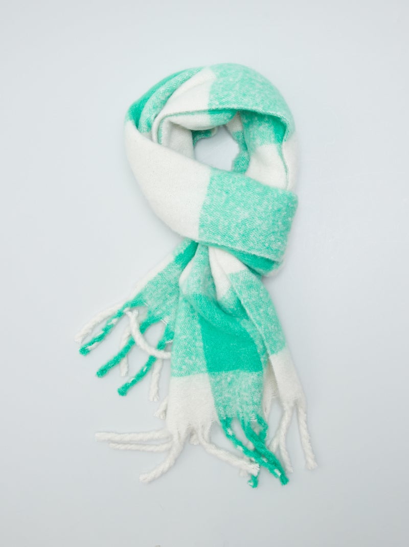 Bufanda plaid con flecos VERDE - Kiabi