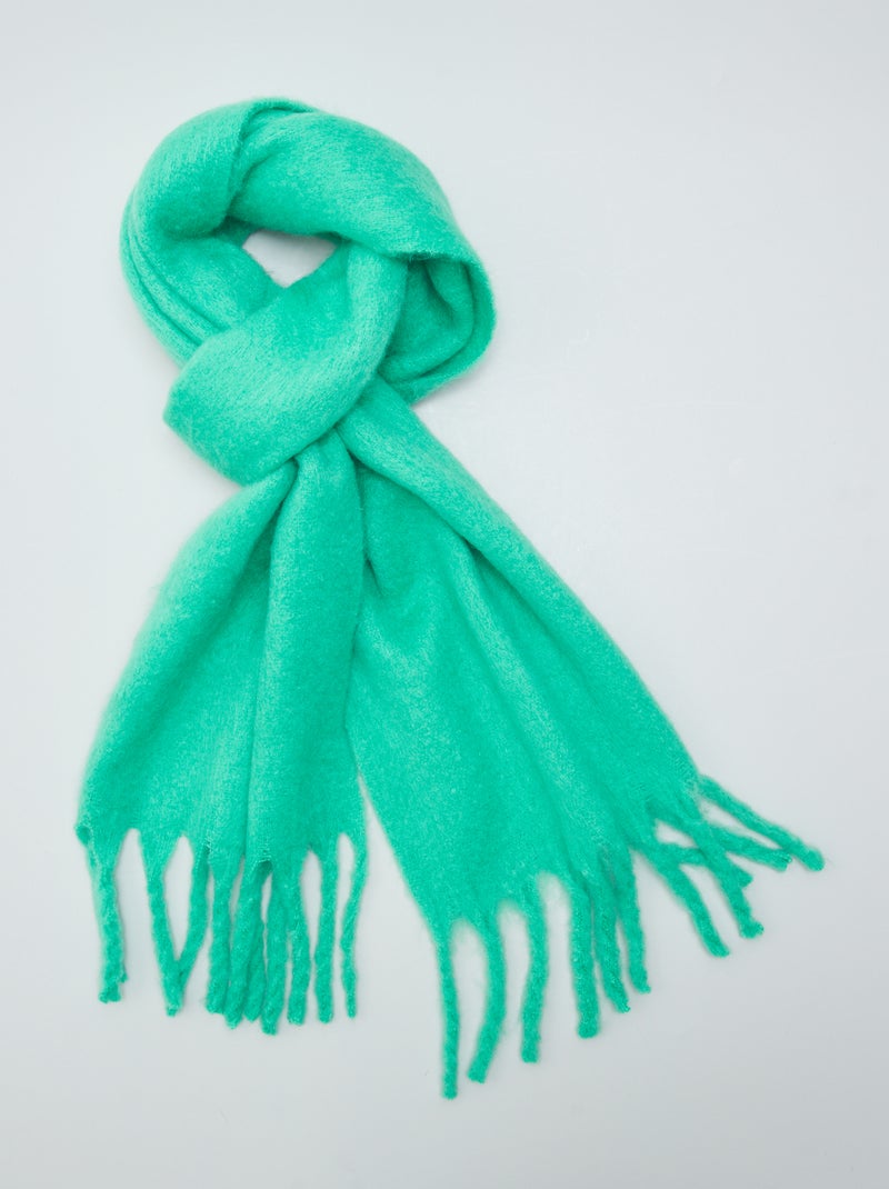 Bufanda plaid con flecos VERDE - Kiabi